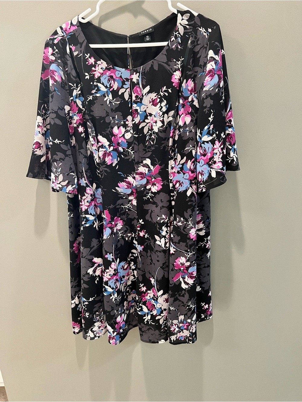 torrid Black Dress with Pink & Blue Floral Accent